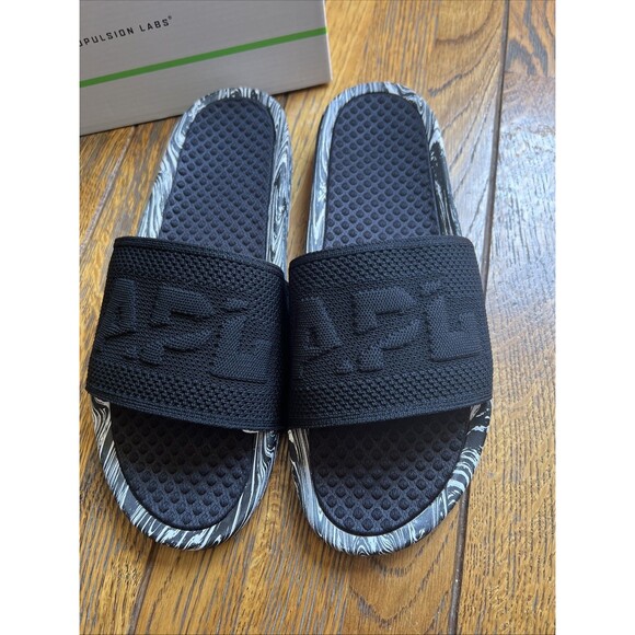 APL Athletic Propulsion Lab TechLoom Slides Men’s Size 14 Black White Marble - Picture 4 of 8